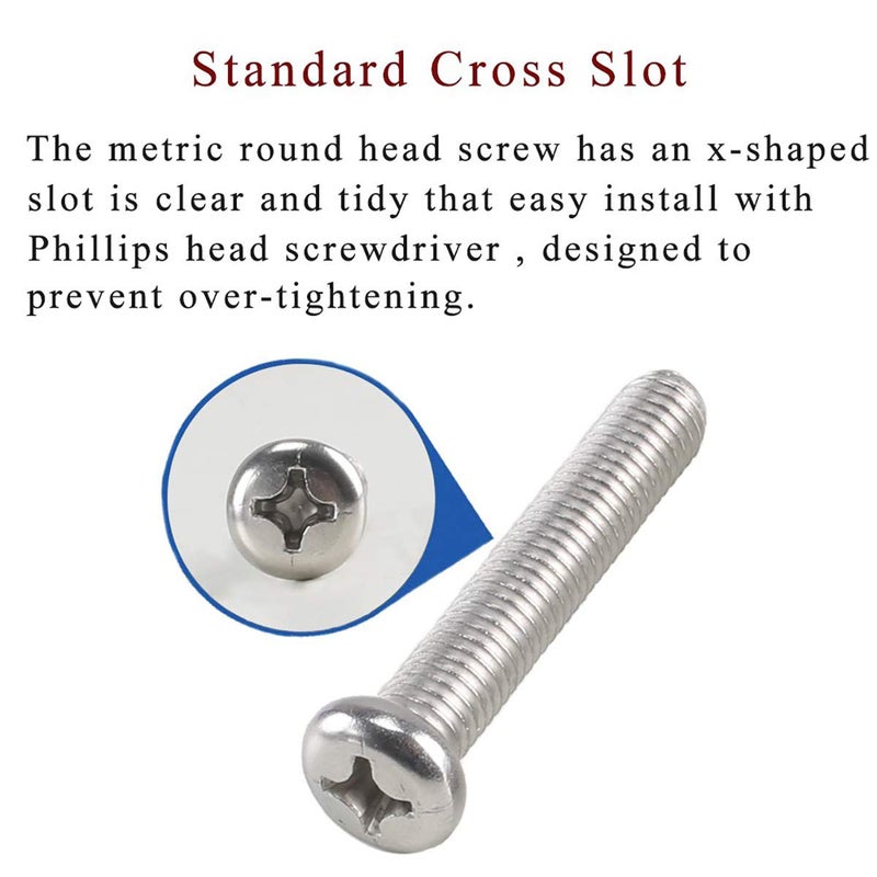 ZLYY M8-1.25 x 45mm 304 Stainless Steel Cross Phillips Machine Screw Bolt for Samsung KS8000 Series TV Wall Mount Bracket, Fully Threaded 25pcs - Image 4
